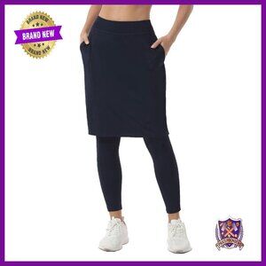 Women's 23" Knee-Length Athletic Skirt with Attached Leggings Pockets